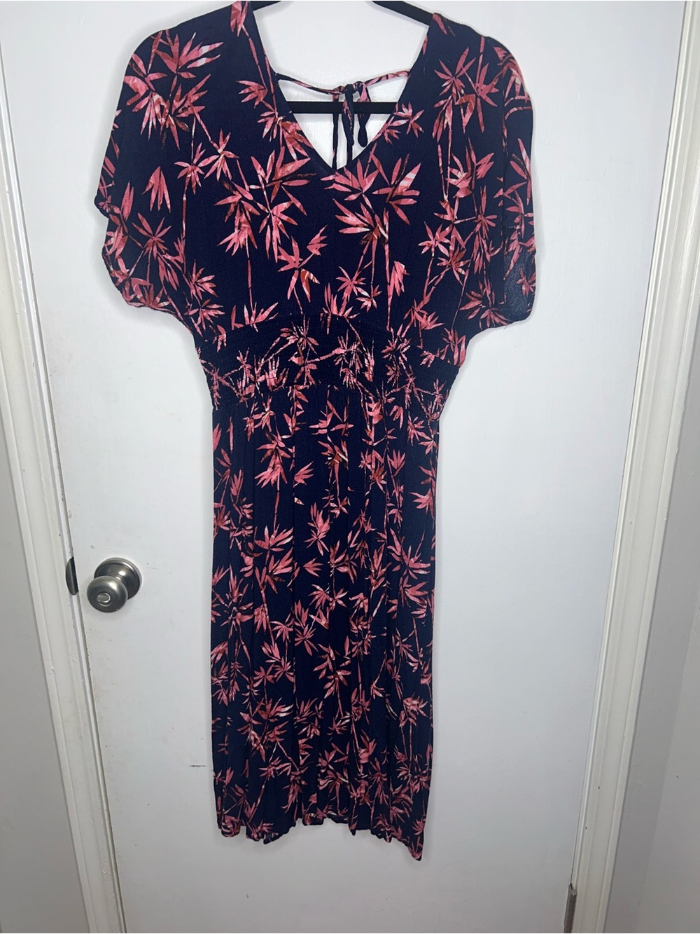 T.J.Maxx Navy Midi Dress with Pink Floral Print